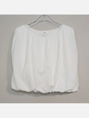 Zara Girls 100% Cotton White Bubble Sleeveless Crop Top, Size 9 ~ EUC